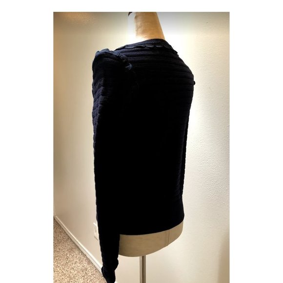 ANN TAYLOR Navy Blue Scalloped Design Sweater - Picture 3 of 5